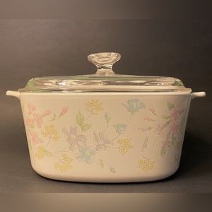 Corningware (c. 1985-1990) 3L Pastel Bouquet Pattern Casserole Dish